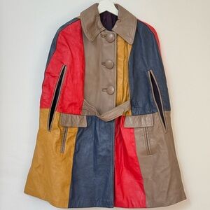 Vintage 80s multi-coloured leather cape